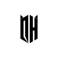 qh logotyp monogram med skydda form mönster mall vektor ikon modern