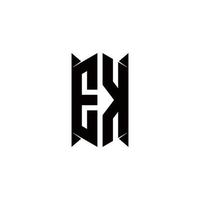 ek Logo Monogramm mit Schild gestalten Designs Vorlage vektor