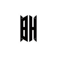 bh Logo Monogramm mit Schild gestalten Designs Vorlage vektor