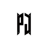 pj Logo Monogramm mit Schild gestalten Designs Vorlage vektor