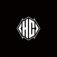 hc Logo Monogramm mit Schild gestalten Designs Vorlage vektor