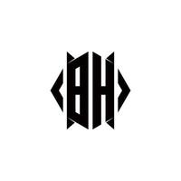 bh logotyp monogram med skydda form mönster mall vektor