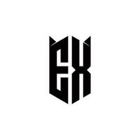 Ex Logo Monogramm mit Schild gestalten Designs Vorlage vektor