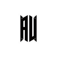 au Logo Monogramm mit Schild gestalten Designs Vorlage vektor