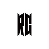 rc Logo Monogramm mit Schild gestalten Designs Vorlage vektor