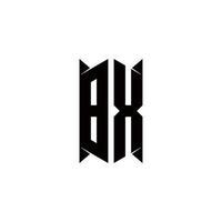 bx Logo Monogramm mit Schild gestalten Designs Vorlage vektor