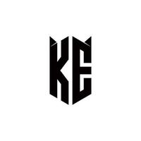 ke Logo Monogramm mit Schild gestalten Designs Vorlage vektor