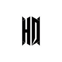 hq Logo Monogramm mit Schild gestalten Designs Vorlage vektor