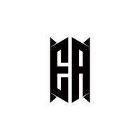 ea logotyp monogram med skydda form mönster mall vektor