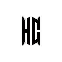 hc logotyp monogram med skydda form mönster mall vektor