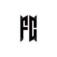 fc logotyp monogram med skydda form mönster mall vektor