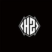 hz logotyp monogram med skydda form mönster mall vektor