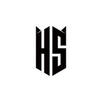 hs logotyp monogram med skydda form mönster mall vektor