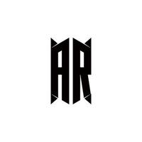 ar Logo Monogramm mit Schild gestalten Designs Vorlage vektor