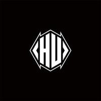 hu Logo Monogramm mit Schild gestalten Designs Vorlage vektor