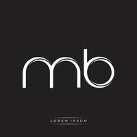 mb Initiale Brief Teilt Kleinbuchstaben Logo modern Monogramm Vorlage isoliert auf schwarz Weiß vektor