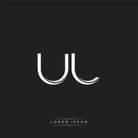 ul Initiale Brief Teilt Kleinbuchstaben Logo modern Monogramm Vorlage isoliert auf schwarz Weiß vektor