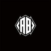 ab logotyp monogram med sköld form mall vektor