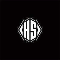 hs logotyp monogram med skydda form mönster mall vektor