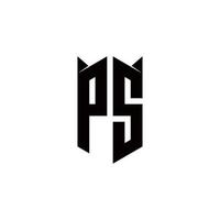 ps Logo Monogramm mit Schild gestalten Designs Vorlage vektor