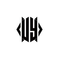 uy Logo Monogramm mit Schild gestalten Designs Vorlage vektor