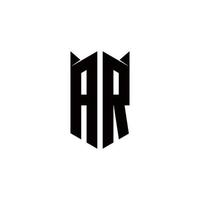 ar Logo Monogramm mit Schild gestalten Designs Vorlage vektor