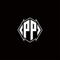 pp Logo Monogramm mit Schild gestalten Designs Vorlage vektor