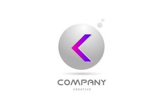 Rosa grau Kugel k Alphabet Brief Logo Symbol Design mit Punkt. kreativ Vorlage zum Geschäft und Unternehmen vektor
