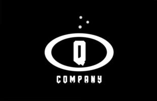 q schwarz und Weiß Ellipse Alphabet Fett gedruckt Brief Logo mit Punkte. kreativ Vorlage Design zum Geschäft und Unternehmen vektor