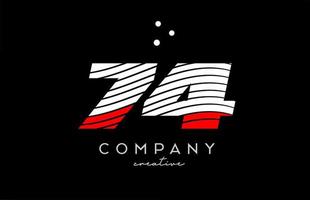 74 Nummer Logo mit rot Weiß Linien und Punkte. korporativ kreativ Vorlage Design zum Geschäft und Unternehmen vektor