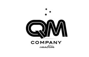qm svart och vit kombination alfabet djärv brev logotyp med prickar. fogade kreativ mall design för företag och företag vektor