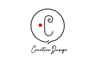schwarz und Weiß c Alphabet Brief Logo Symbol Design mit Linie rot Punkt und Jahrgang Stil. kreativ Vorlage zum Geschäft und Unternehmen vektor