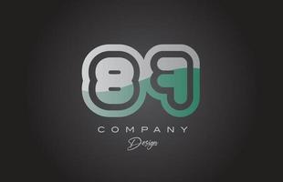 87 grön grå siffra logotyp ikon design. kreativ mall för företag och företag vektor