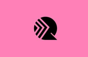 rosa svart q alfabet brev logotyp ikon design med geometrisk rader. kreativ mall för företag och företag vektor