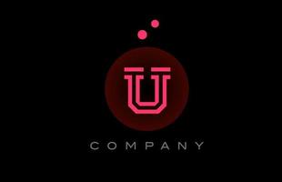 svart rosa u alfabet brev logotyp ikon med prickar och cirkel. mall design för företag och företag vektor