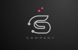 grå g alfabet brev logotyp ikon design med rosa punkt. kreativ mall för företag och företag vektor