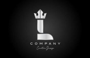 silver- grå l alfabet brev logotyp ikon design. kreativ krona kung mall för företag och företag vektor
