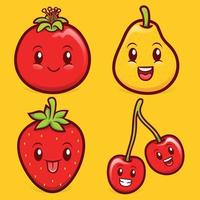 niedliche Früchte Charakter Illustration Sammlung vektor