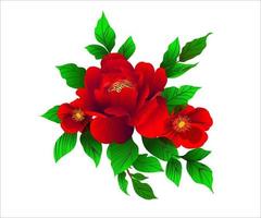 Vektor Designer Blume rot natürliche Blätter Kräuter im Aquarellstil