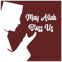 Gruß Karte mit Illustration von ein Silhouette von ein Muslim Mann beten zum Allahs Segen. geeignet zum Entwerfen Muslim Gruß Karten vektor