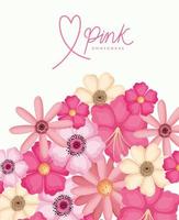 blommor för rosa medvetenhet vektor design