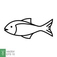 fisk linje ikon. enkel översikt stil. hav liv, tonfisk, pisces begrepp för mat mall design. vektor illustration isolerat på vit bakgrund. eps 10.