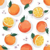 Sommer nahtloses Muster mit Orangen und Blüten. süßer Zitrushintergrund. Vektor