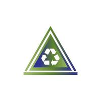 återvinna minska grön logotyp vektor klistermärke, med triangel- form.