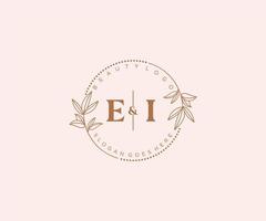 Initiale ei Briefe schön Blumen- feminin editierbar vorgefertigt Monoline Logo geeignet zum Spa Salon Haut Haar Schönheit Boutique und kosmetisch Unternehmen. vektor