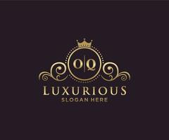 Royal Luxury Logo-Vorlage mit anfänglichem oq-Buchstaben in Vektorgrafiken für Restaurant, Lizenzgebühren, Boutique, Café, Hotel, Heraldik, Schmuck, Mode und andere Vektorillustrationen. vektor