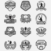 tennisklubb logotyp emblem vektor designmallar set