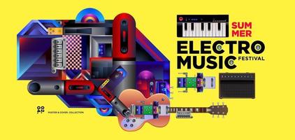 elektronisk musikfestival affisch och banner design vektor