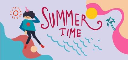 Sommerzeit Ferienzeit Banner Illustration für Kinderurlaub vektor