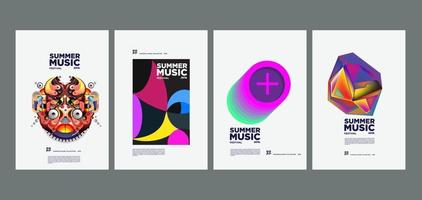 Sommerferien Musik und Kunst Festival Poster Set vektor